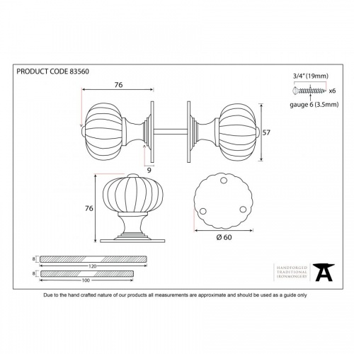 Black Flower Mortice Knob Set